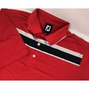 FootJoy FJ Polo Shirt Men's Small Red White Blue Colorblock Golf Casual Stretch‎